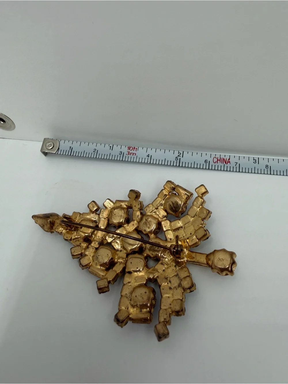 Vintage Czech glass Christmas tree brooch